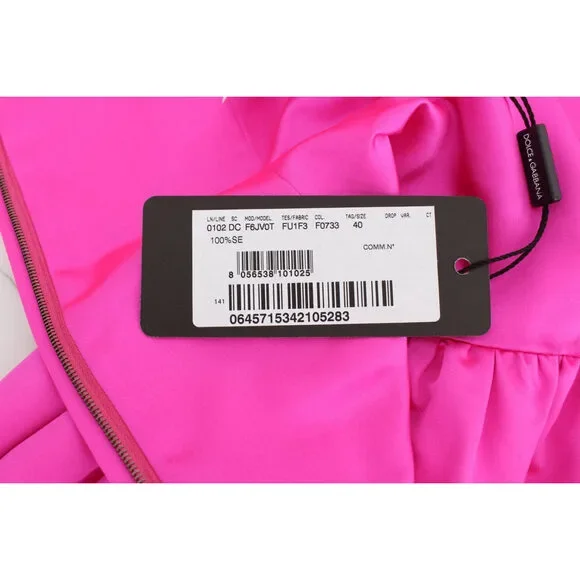 Dolce & Gabbana Pink Silk Long Sheath Ball Gown Dress